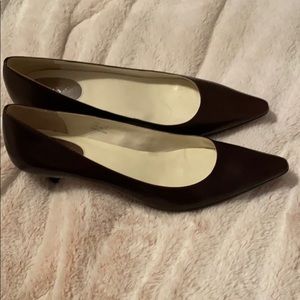 Calvin Klein Kitten Heels in Brown Leather